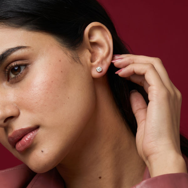 Diamond Diaries Crescent Drift Stud Earrings