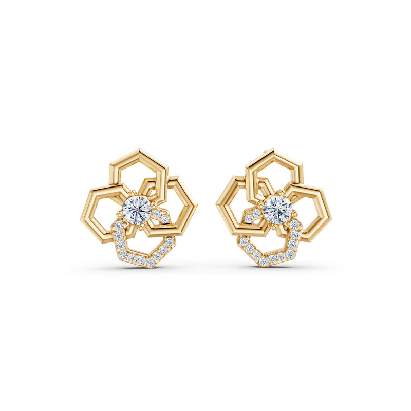 Oh My Gold Cipher Key Diamond Earrings