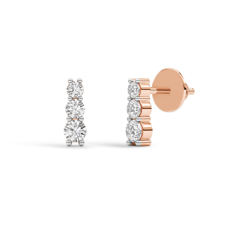 Diamond Diaries Trinity Axis Stud Earrings