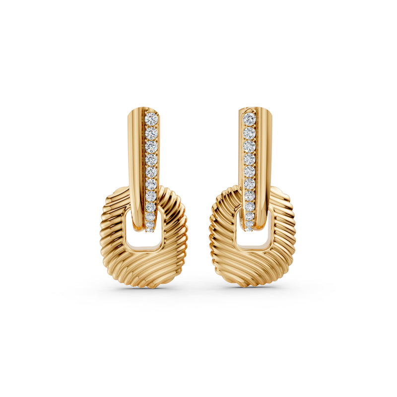 Oh My Gold Solar Halo Fluted Orbit Earrings | 0.97 Diamond Carat