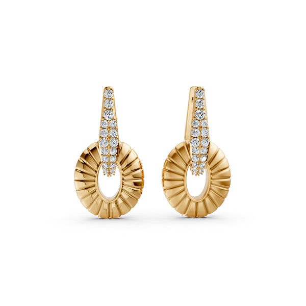 Oh My Gold Plume Curve Diamond Earrings