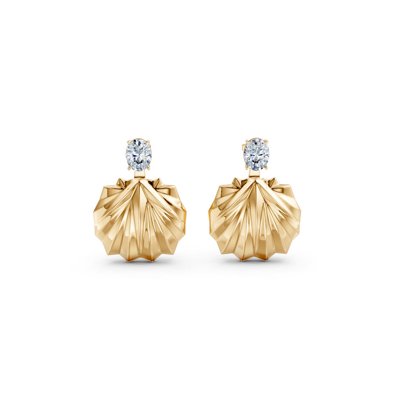 Oh My Gold Gilded Shell Drop Diamond Earrings