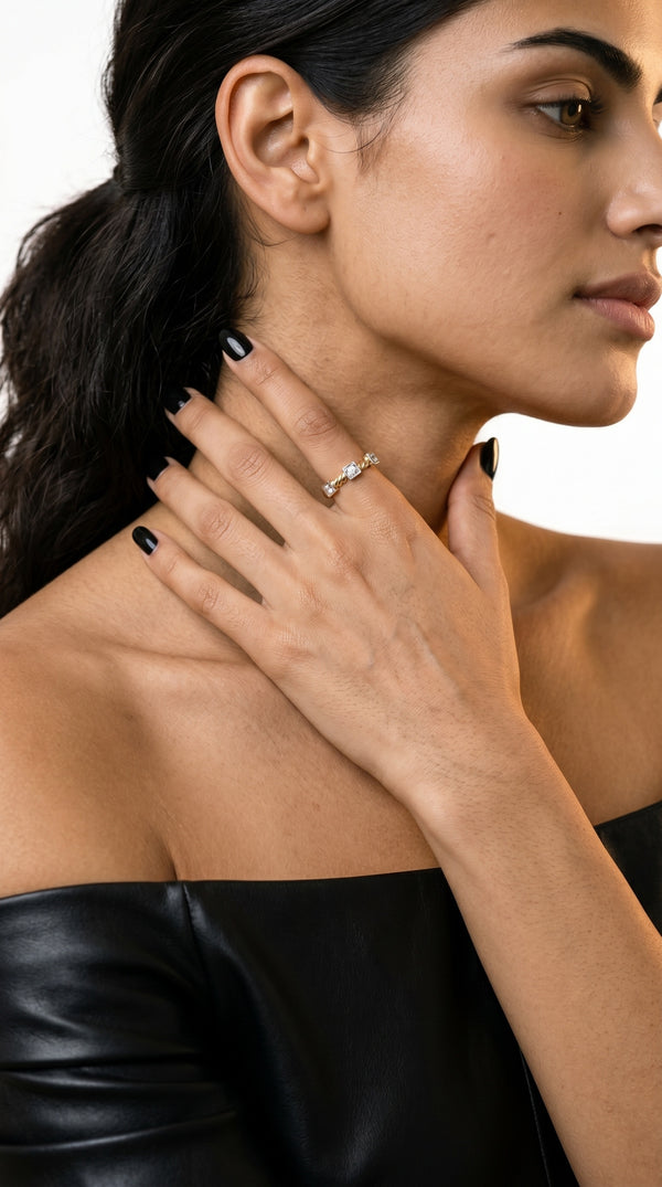 Diamond Diaries Geometric Lyric Ring