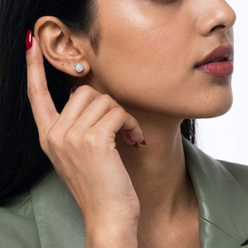 Diamond Diaries Stellar Halo Stud Earrings