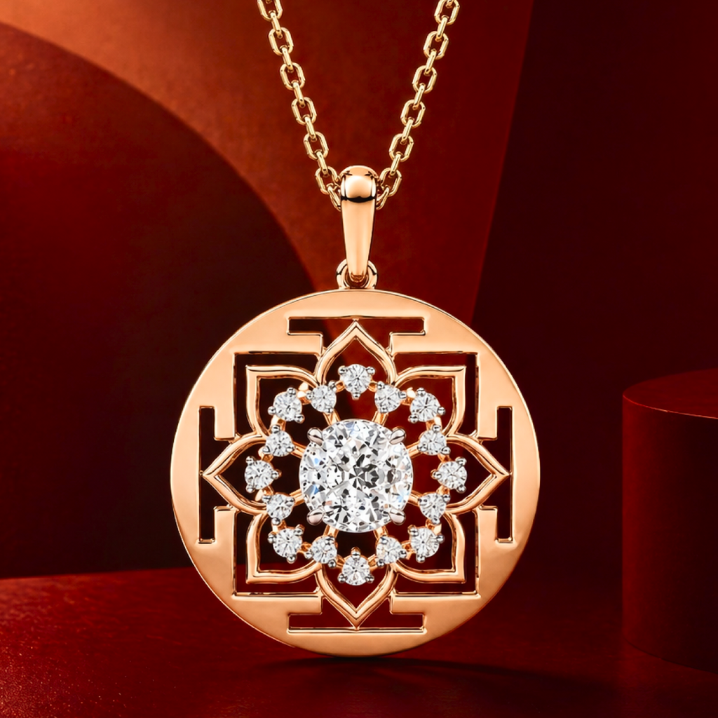 Sacred Geometry Solitaire Diamond Pendant