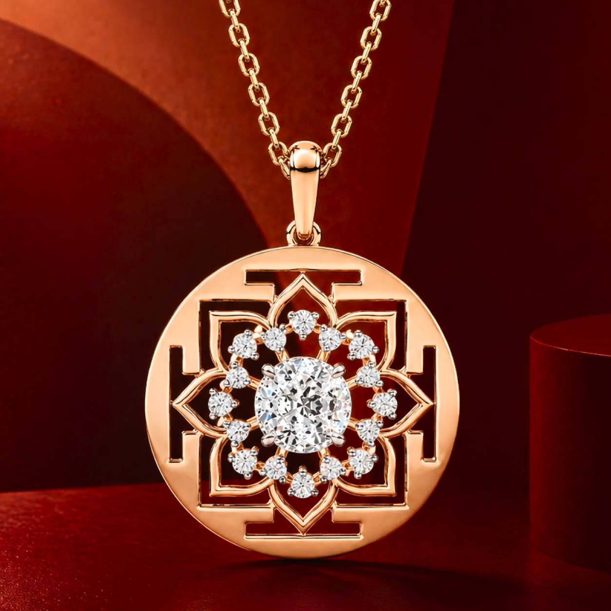Sacred Geometry Solitaire Diamond Pendant