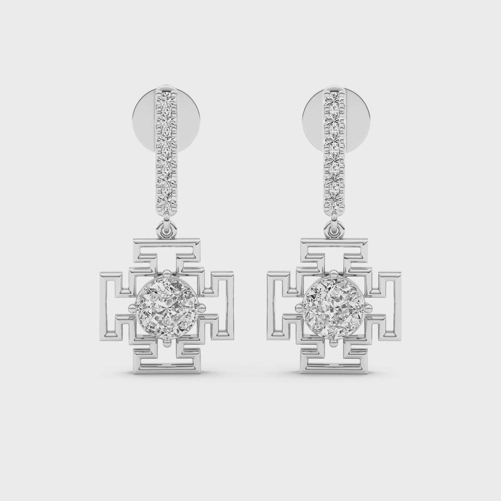 Sacred Geometry Solitaire Diamond Earring